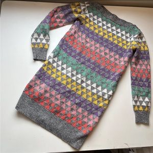 GAP Kids Girls Sweater Dress Heathered Grey Multicolor Rainbow Knit Size L 10